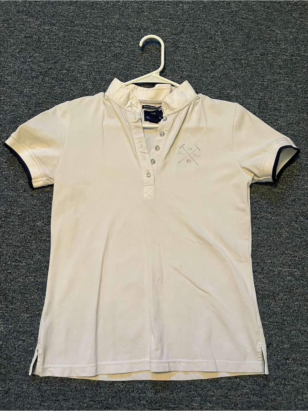 Horze Cresendo White Equestrian Riding Show Shirt with Contrast Trim size small